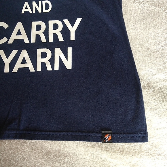 NWT Rocket Factory Navy T-shirt Keep Calm and Carry Yarn size S - Picture 6 of 7